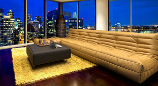 Бежевый диван в интерьере-14, Диван ДеФранс из экокожи